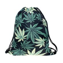 Load image into Gallery viewer, New fashion Unisex black Weed Backpack 3D printed travel softback mochila drawstring canna bag
