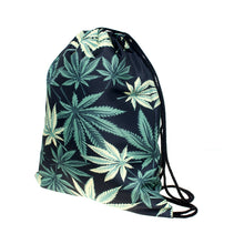 Load image into Gallery viewer, New fashion Unisex black Weed Backpack 3D printed travel softback mochila drawstring canna bag
